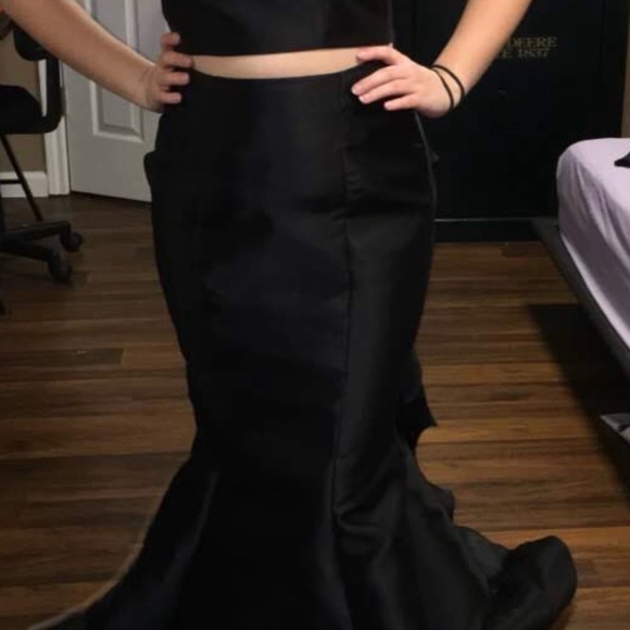 Sherri Hill Black Gown with Red Floral Accents - Picture 3 of 3